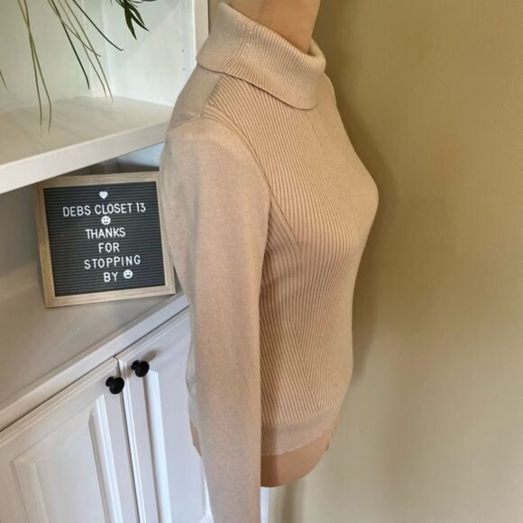 Koradior Women’s Sweater Size Small EU 38 Lined with Soft Fabric Turtleneck Tan - Picture 4 of 14